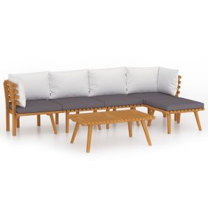 Set mobilier de grădină cu perne, 6 piese, lemn masiv acacia