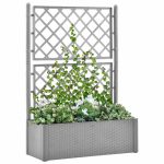 Strat înălțat grădină cu spalier și sistem de auto-udare, gri