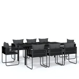 Set de mobilier pentru grădină, 9 piese, negru