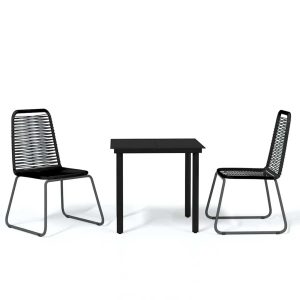 Set de mobilier pentru grădină, 3 piese, negru