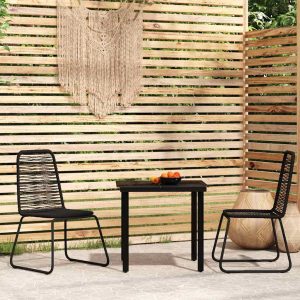 Set de mobilier pentru grădină, 3 piese, negru