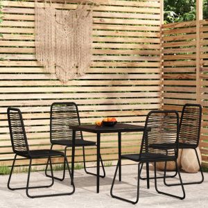 Set de mobilier pentru grădină, 5 piese, negru