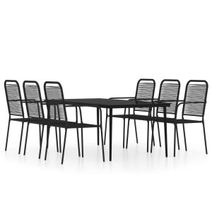 Set de mobilier pentru grădină, 7 piese, negru