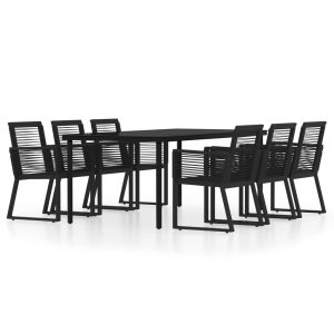 Set de mobilier pentru grădină, 7 piese, negru