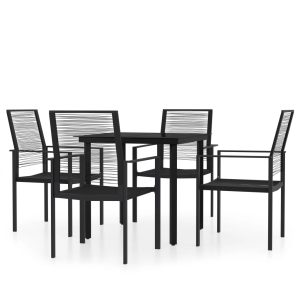 Set de mobilier pentru grădină, 5 piese, negru