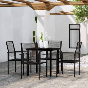Set de mobilier pentru grădină, 5 piese, negru