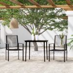 Set mobilier de grădină, 3 piese, negru
