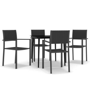 Set de servit masa pentru grădină, 5 piese, negru