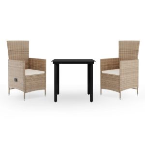 Set mobilier de grădină, cu perne, 3 piese, bej