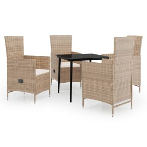 Set de mobilier pentru grădină cu perne, 5 piese, bej