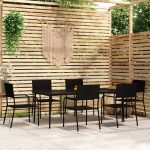 Set mobilier pentru grădină, 7 piese, negru