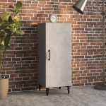 Servantă, gri beton, 34,5x34x90 cm, lemn compozit