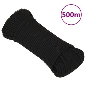Frânghie de lucru, negru, 5 mm, 500 m, poliester