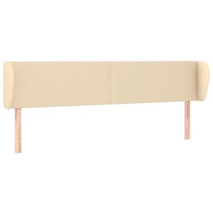 Tăblie de pat cu aripioare crem 183x23x78/88 cm material textil