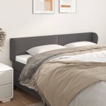 Tăblie de pat cu aripioare gri 203x23x78/88 cm piele ecologică