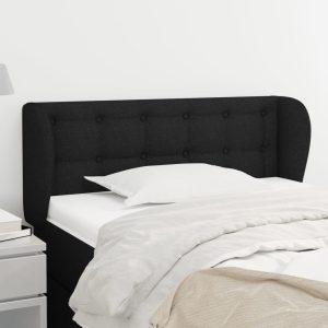 Tăblie de pat cu aripioare negru 83x23x78/88 cm material textil