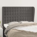 Tăblie de pat cu aripioare gri 147x23x118/128 cm piele eco