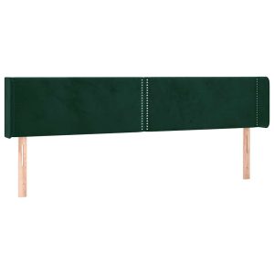 Tăblie de pat cu aripioare verde închis 163x16x78/88 cm catifea