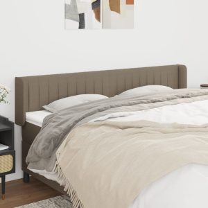 Tăblie de pat cu aripioare gri taupe 163x16x78/88 cm textil