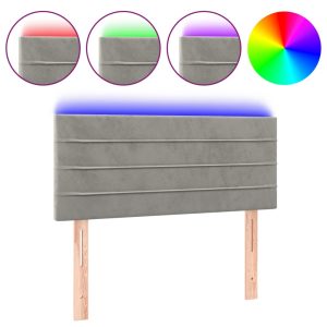 Tăblie de pat cu LED, gri deschis, 90x5x78/88 cm, catifea