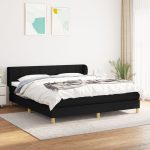 Pat box spring cu saltea, negru, 160×200 cm, textil