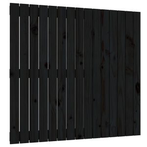 Tăblie de pat pentru perete, negru, 95,5x3x90cm, lemn masiv pin
