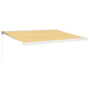 Copertină retractabilă, galben/alb, 4,5×3 m, textil/aluminiu