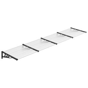 Copertină de ușă, negru și transparent, 396×90 cm, policarbonat