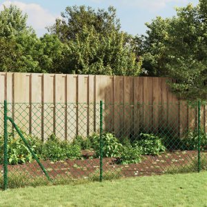 Gard plasă de sârmă cu bordură, verde, 0,8×25 m