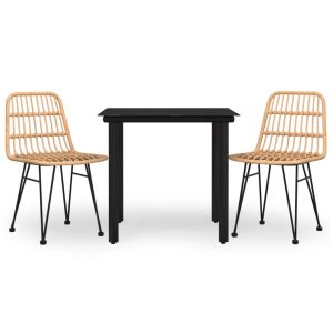 Set mobilier de grădină, 3 piese, poliratan