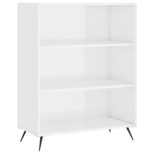 Bibliotecă, alb extralucios, 69,5×32,5×90 cm, lemn prelucrat